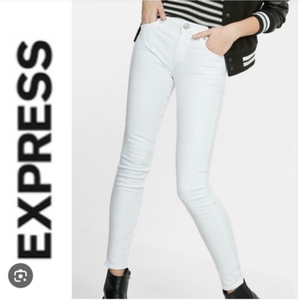 Express Skinny Mia Mid Rise White Denim